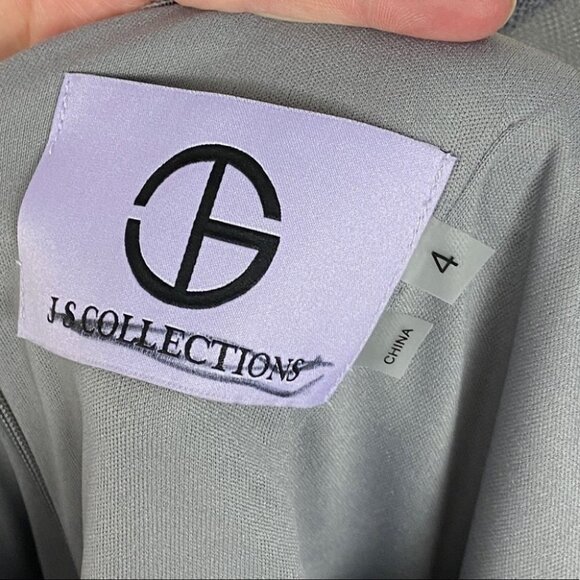 NWT Nordstrom JS Collection Silver Grey Illusion‎ Neckline Sheath Cocktail Dress - Picture 6 of 15